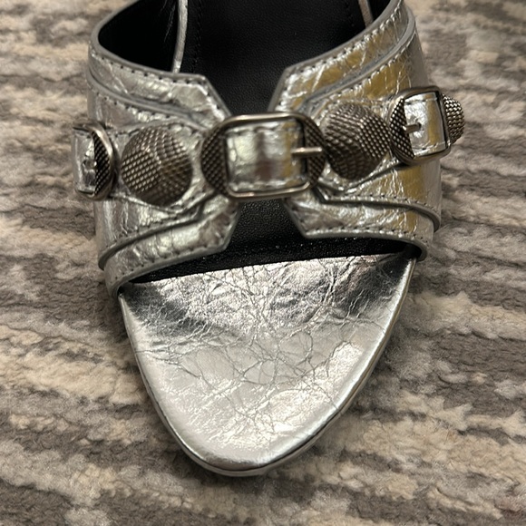 Balenciaga Cagole 70mm Heels Silver Metallic Leather, , box, dust bag - Picture 4 of 5